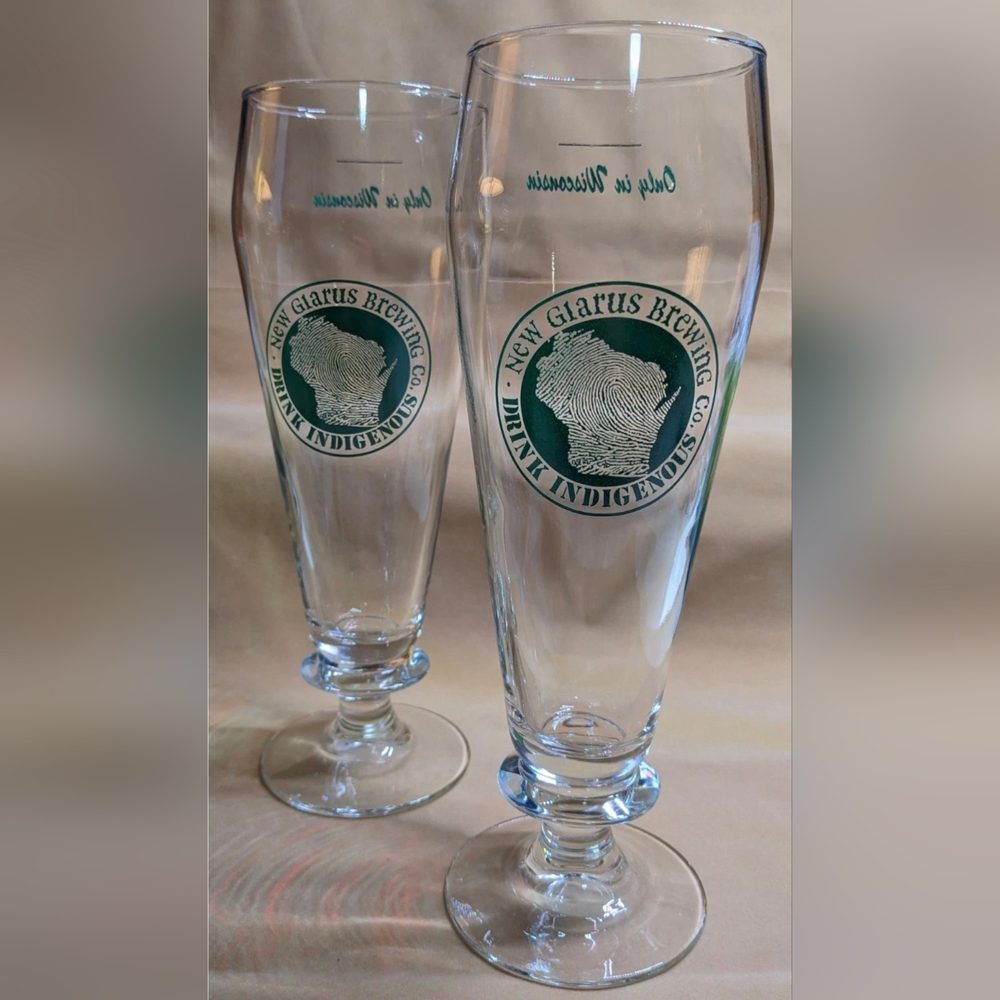 New Glarus Brewing Co., Set of 2 Pilsner/Ale Glasses - Picture 2 of 3